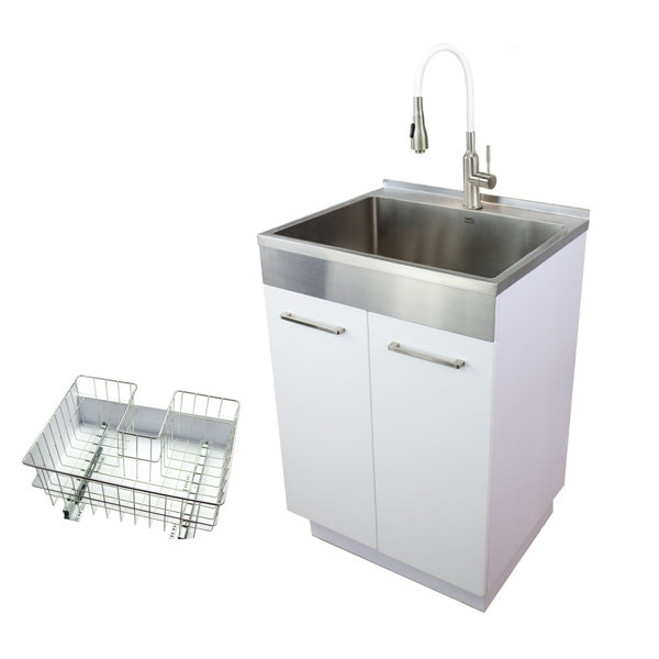 Transolid 23.6'' L x 19.7'' W Free Standing Laundry Sink with Faucet